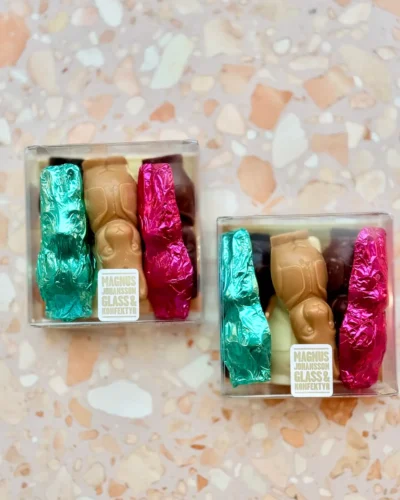 Påskharar i choklad.